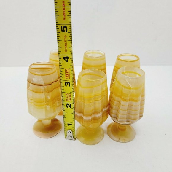 Set Mini Barware Stone Marble Ribbed Stripe Decor - Picture 10 of 11